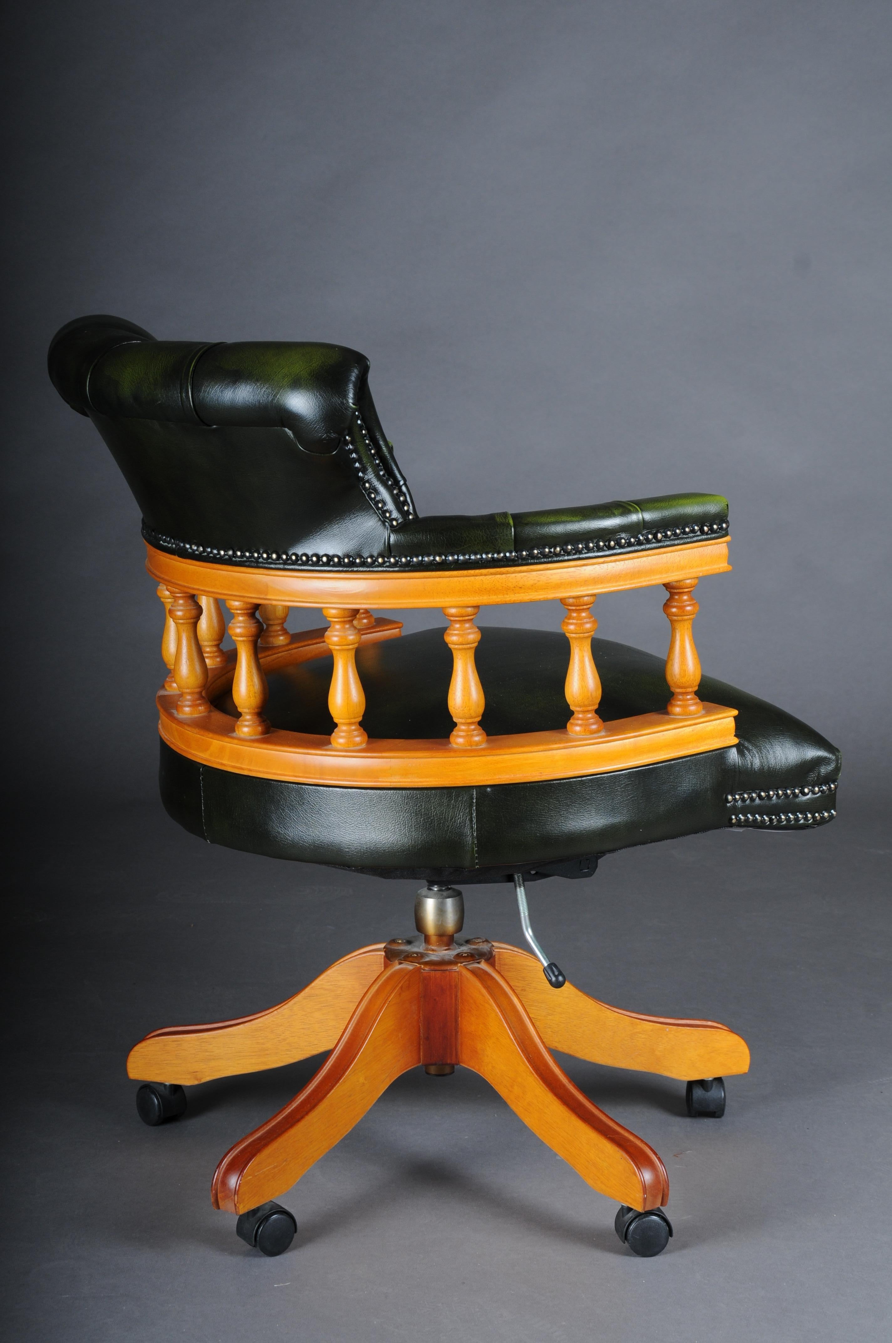 20th Century, Captain Chair English Armchair Leather For Sale 13