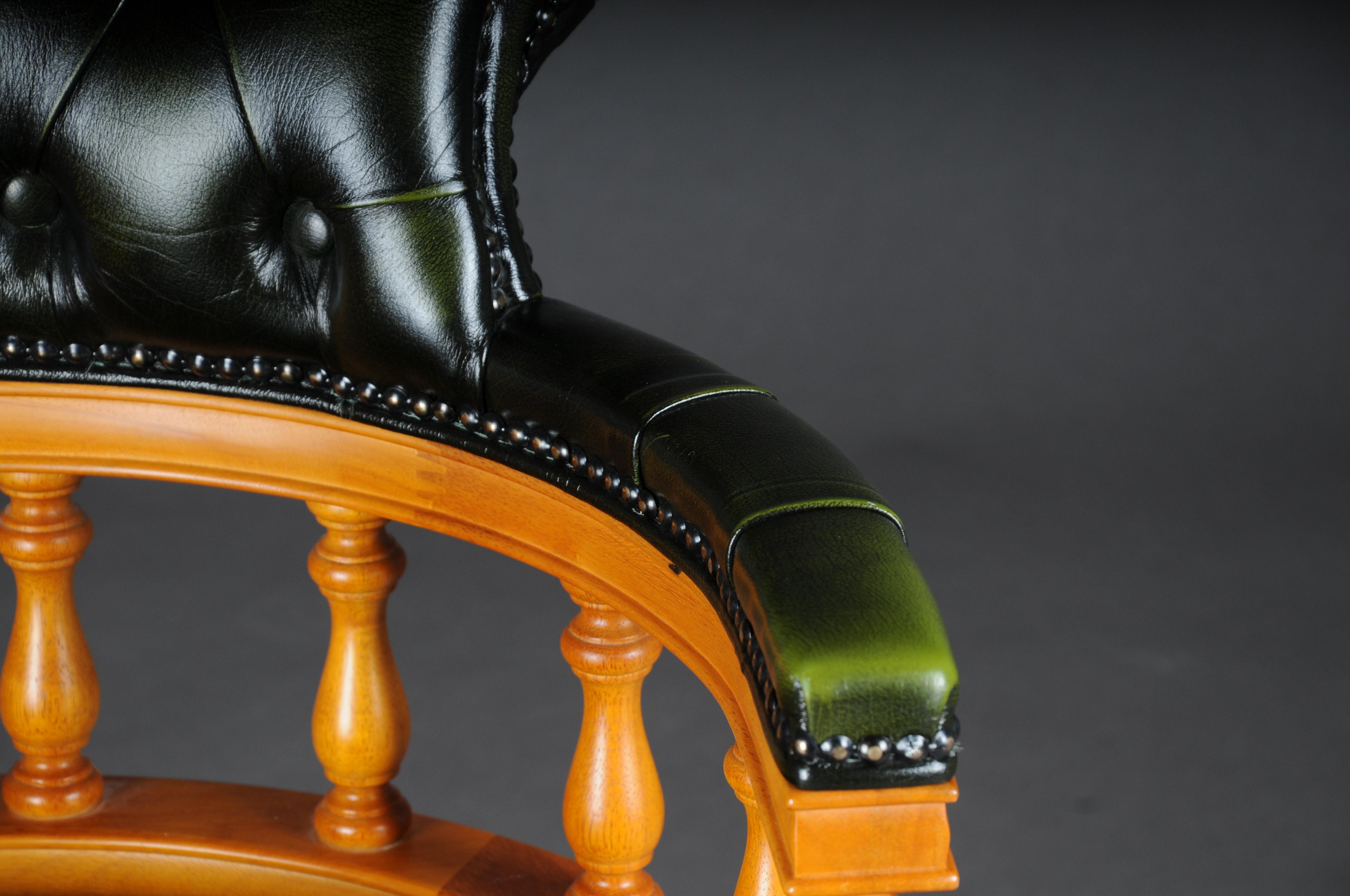 20th Century, Captain Chair English Armchair Leather For Sale 1