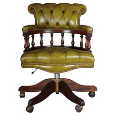 Vintage 20th Century, Captain chair English Armchair Leather