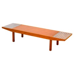 20th Century Carlo Hauner Attr. Wooden Bench with Glass Elements, 60s