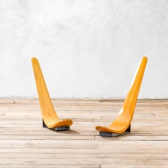 Paar Sitzmöbel mod. Chip aus Holz von Carlo Mo aus dem 20. Jahrhundert für Tecno, 90er Jahre