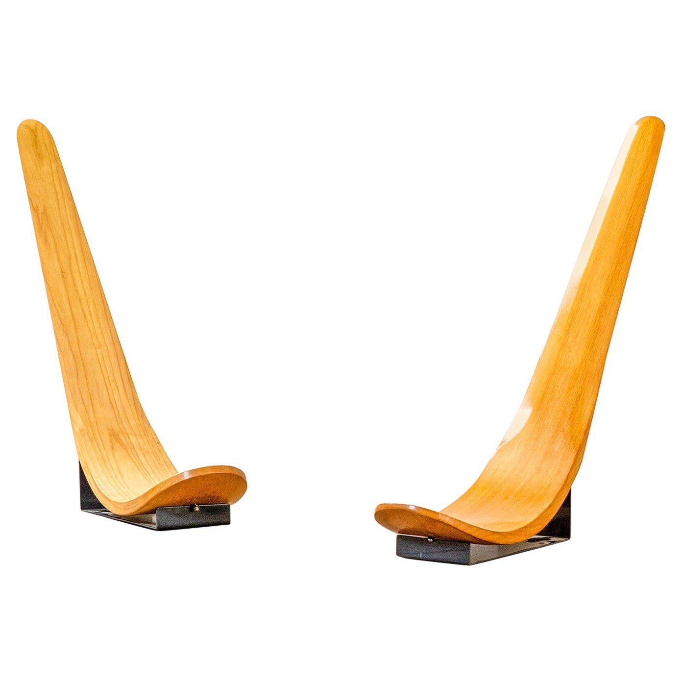 Paire de sièges Carlo Mo du 20ème siècle, mod. Chip en bois pour Tecno, années 90