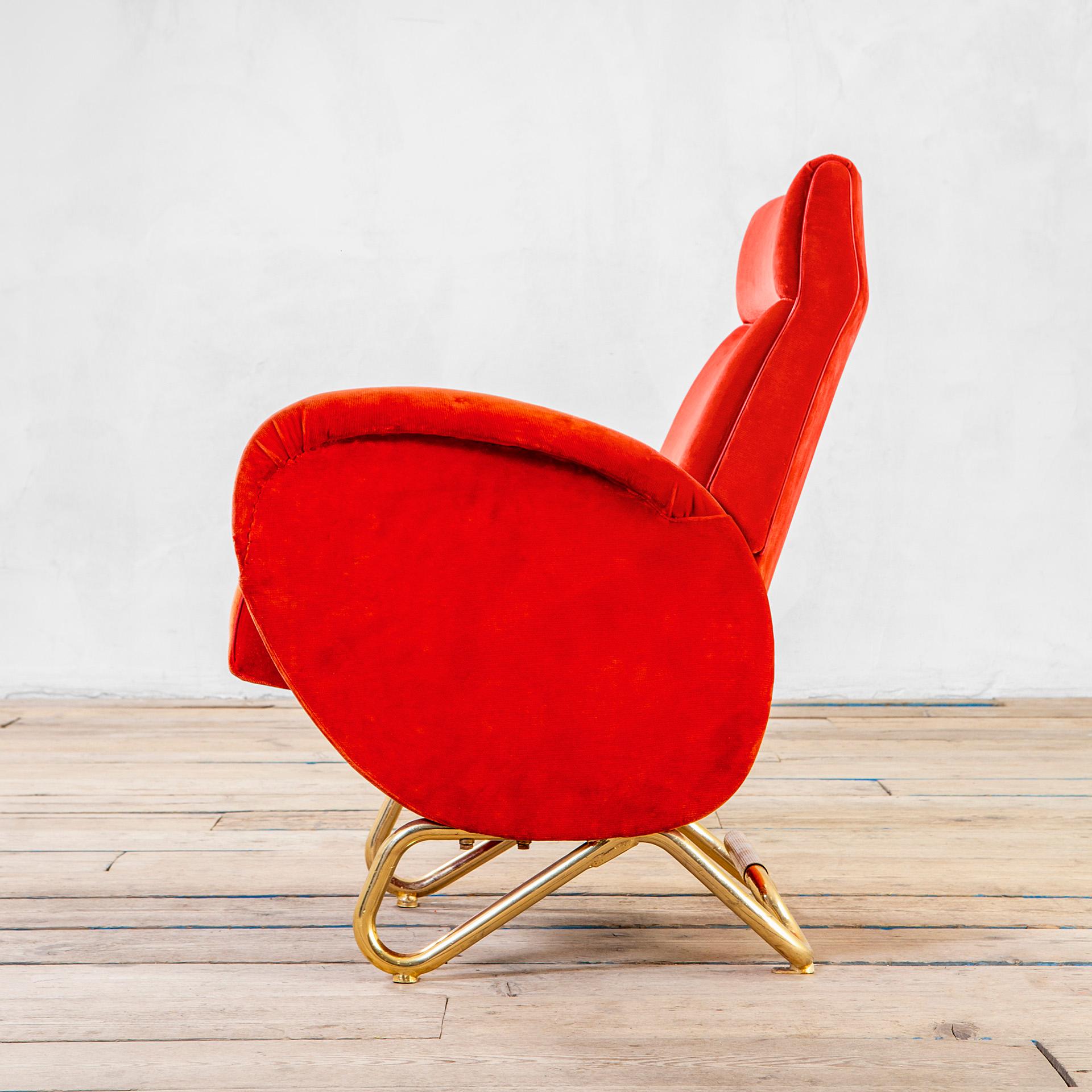 Italian 20e siècle, Carlo Mollino Paire de fauteuils rouges 50s en vente