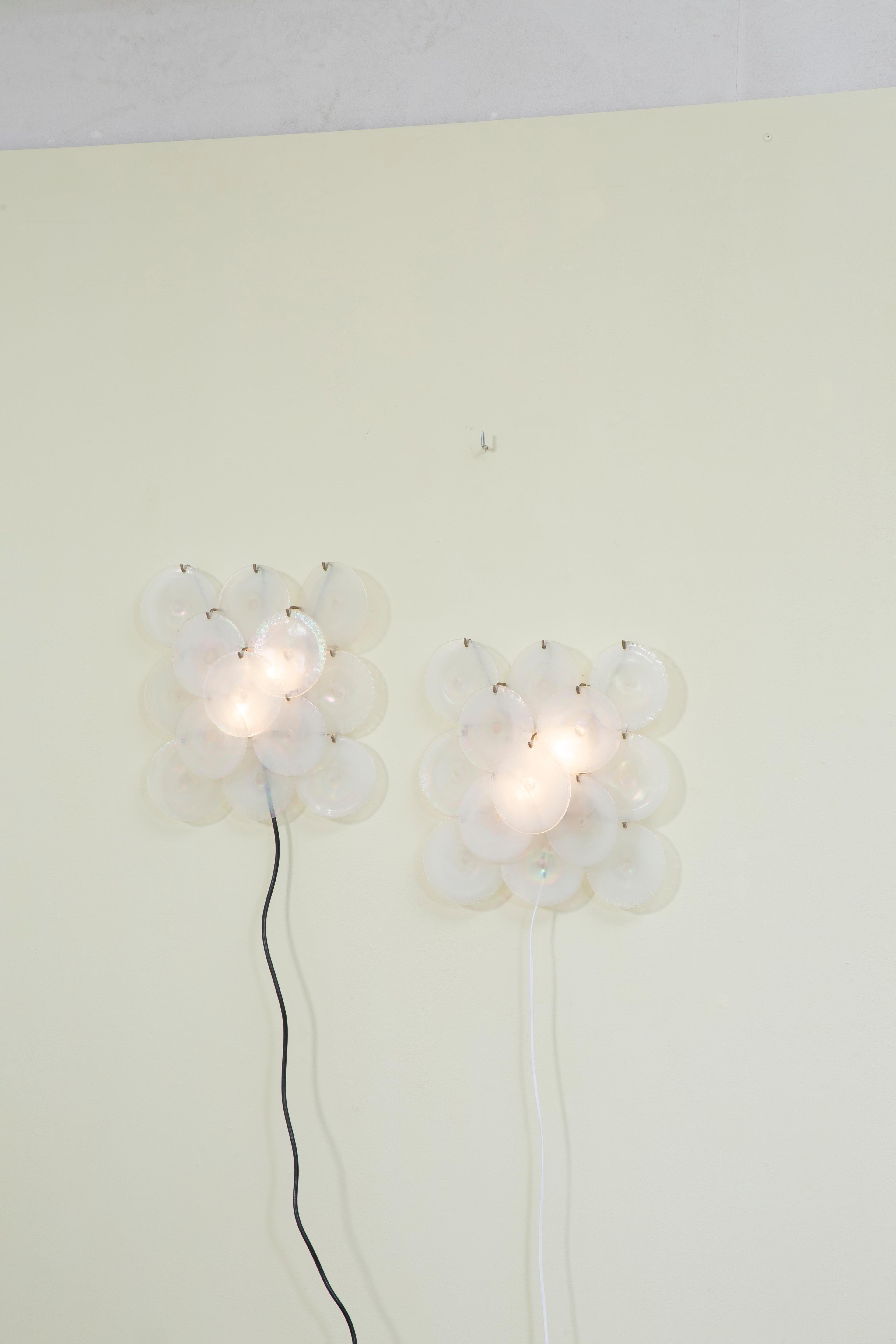 Métal 20e siècle, Carlo Nason for Mazzega Paire de lampes murales en vente