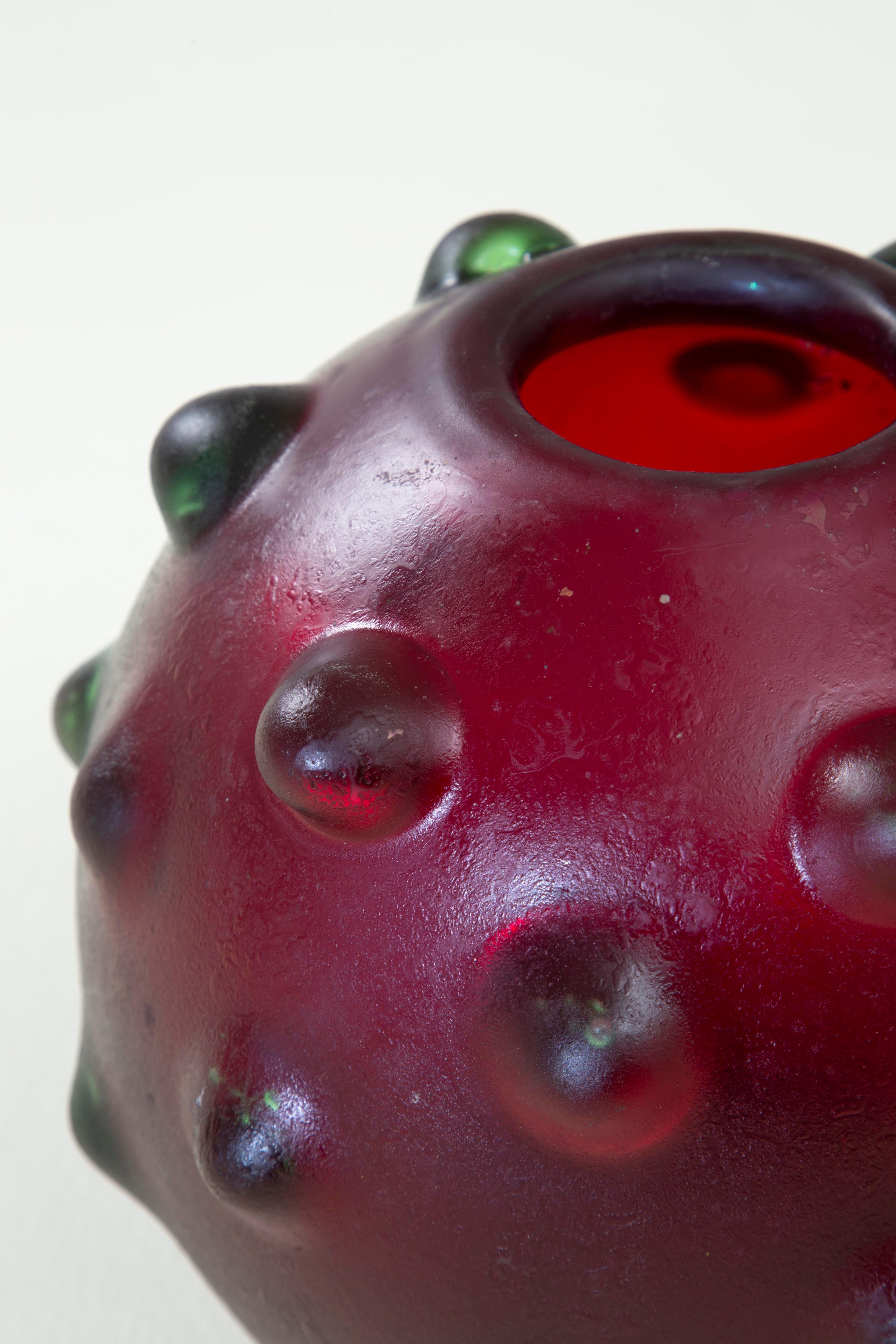 siglo XX, Carlo Scarpa para Venini Jarrón de cristal de Murano de la serie Corrosi Vidrio en venta