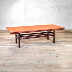 20th Century Carlo Scarpa Table Mod. Gritti Wood and Leather, '70