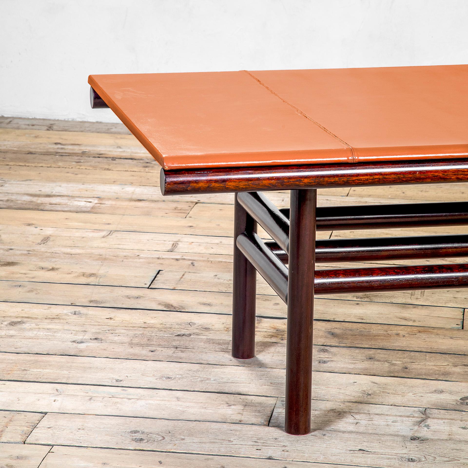 Mid-Century Modern 20th Century Carlo Scarpa Table Mod. Gritti Wood and Leather, '70