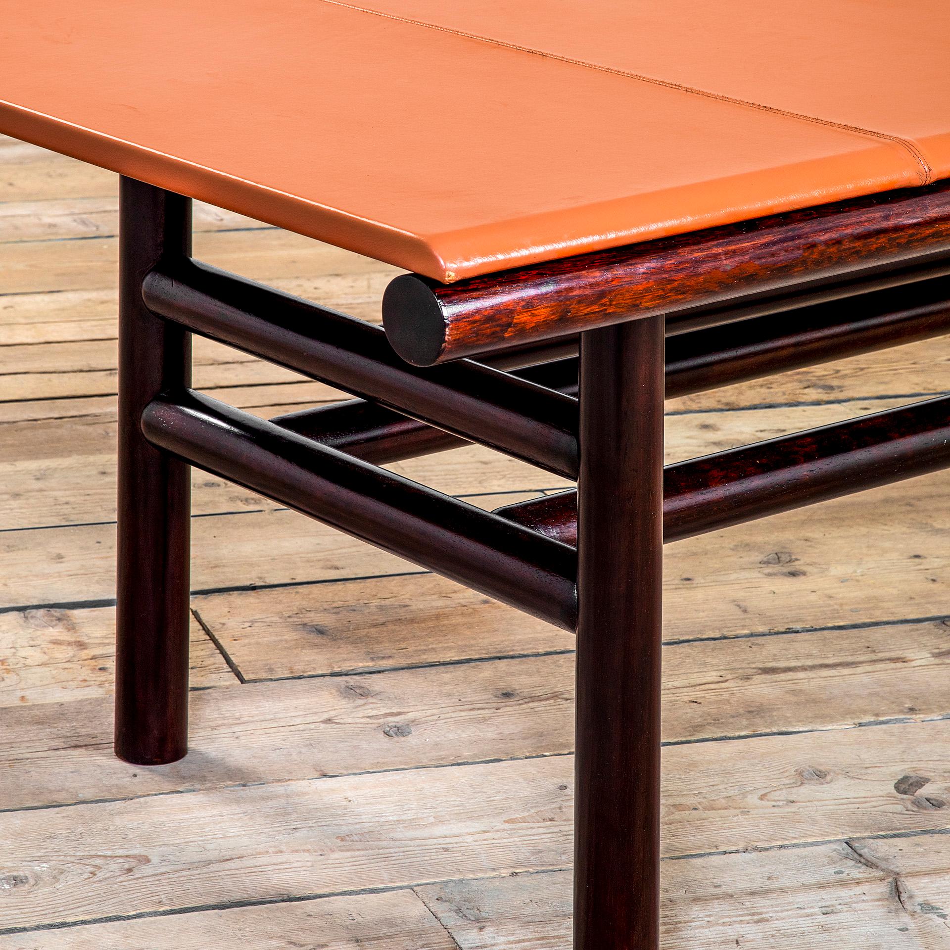 20th Century Carlo Scarpa Table Mod. Gritti Wood and Leather, '70 In Good Condition In Turin, Turin