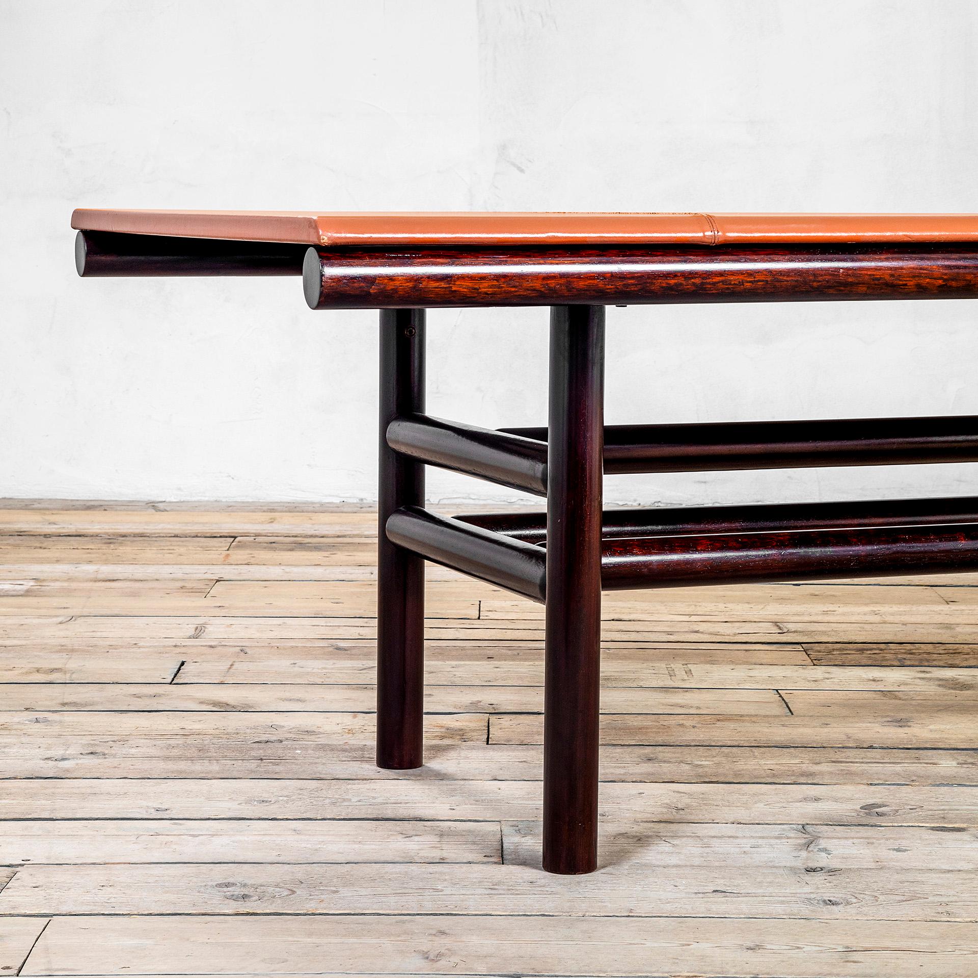 Late 20th Century 20th Century Carlo Scarpa Table Mod. Gritti Wood and Leather, '70