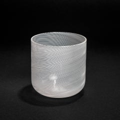 20th Century Carlo Scarpa Venini Lattimo Vase "a Mezza Filigrana", 50s