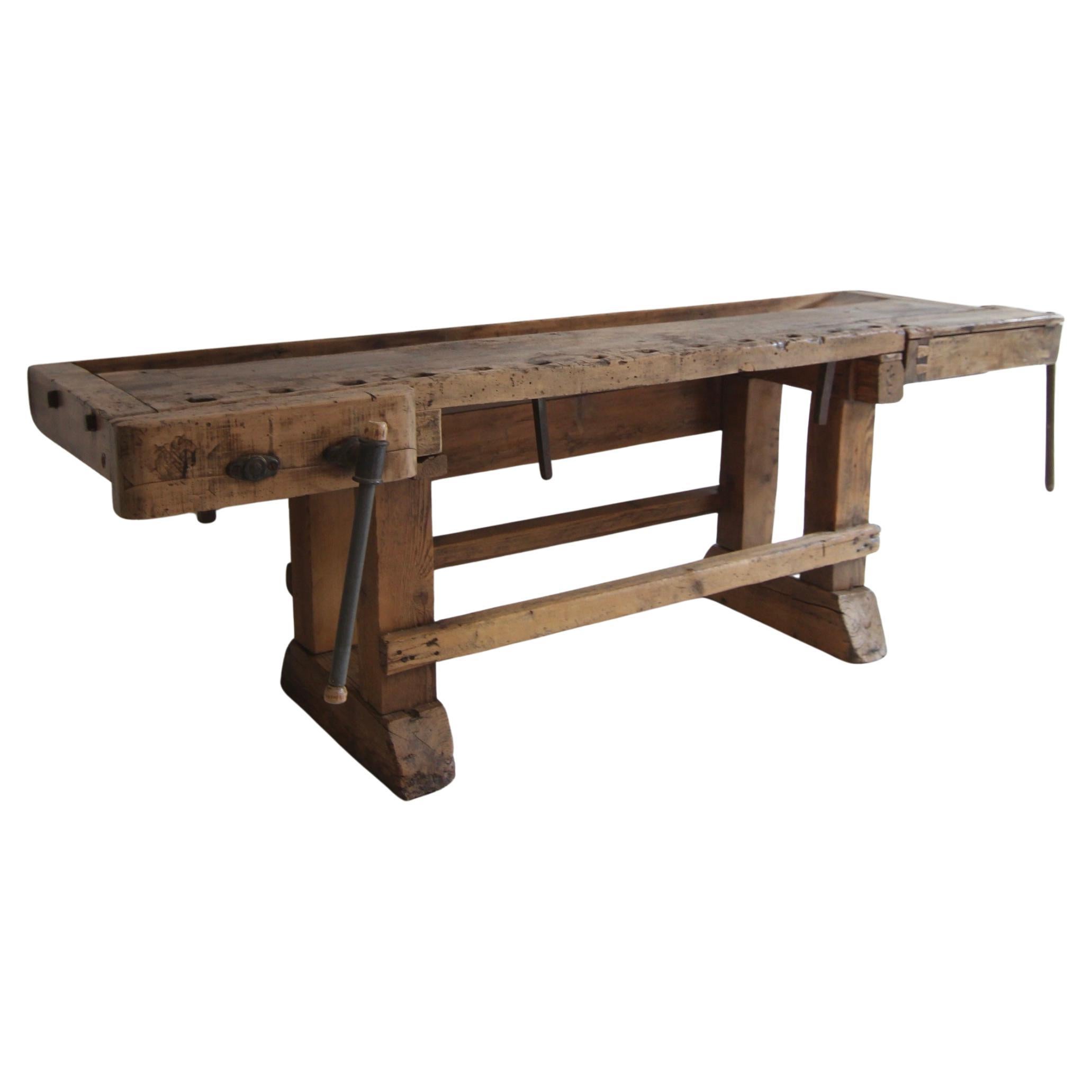 20th Century Carpenter´s Workbench Worktable Console Table