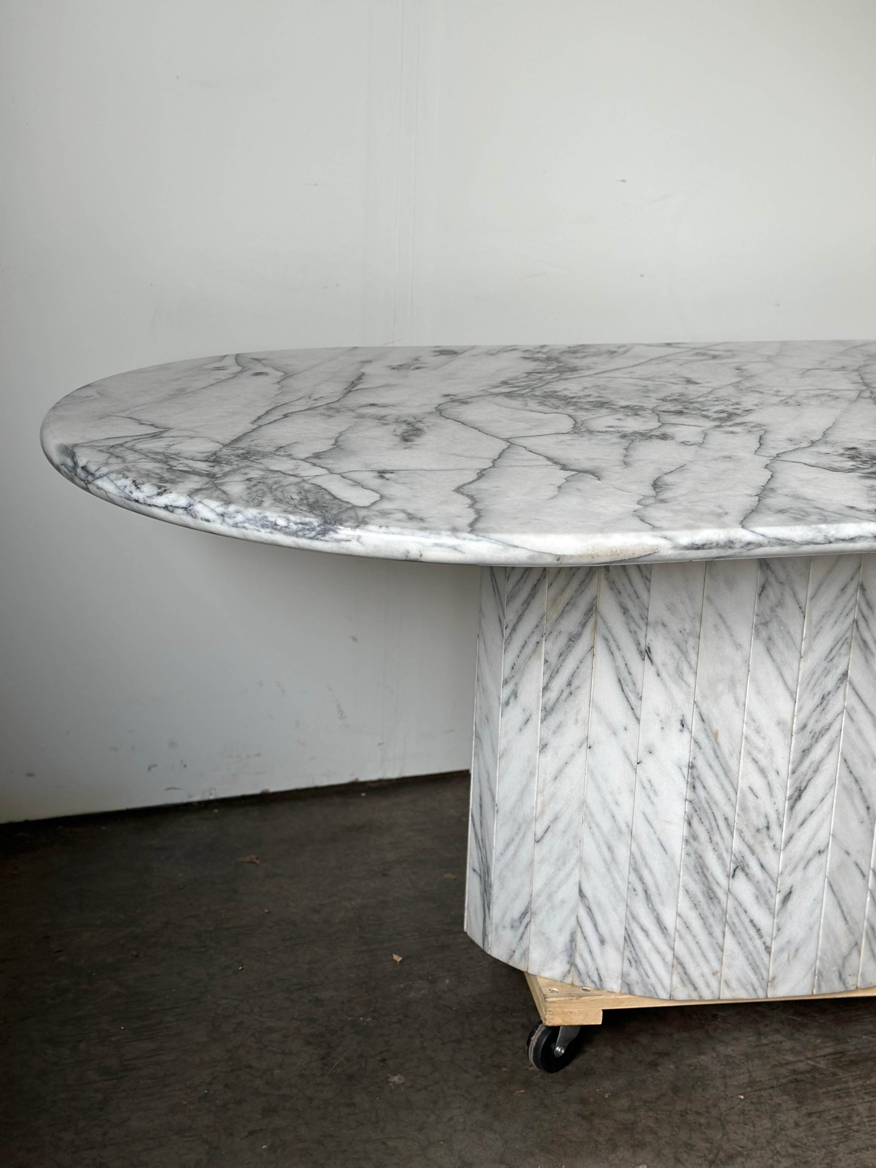 Hollywood Regency 20th Century Carrara Marble Oblong Dining Table