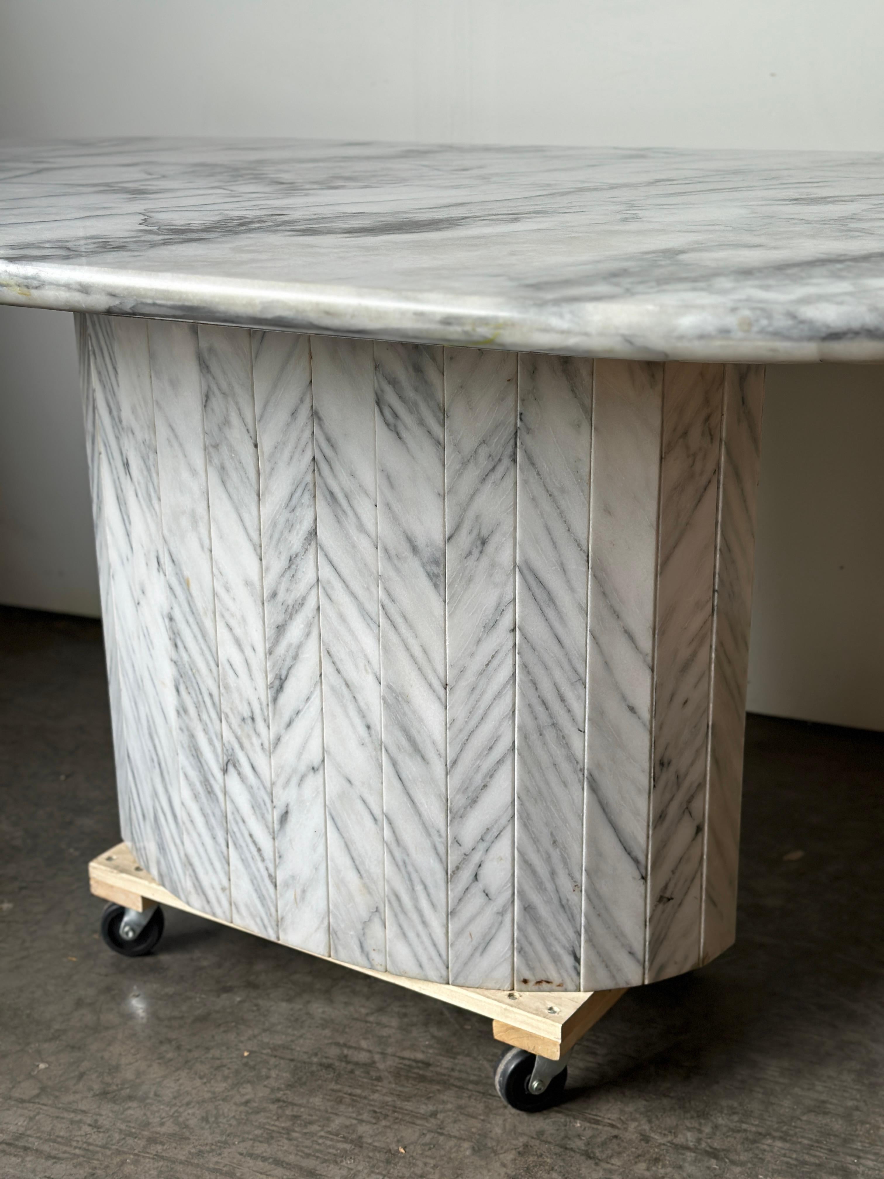 Italian 20th Century Carrara Marble Oblong Dining Table