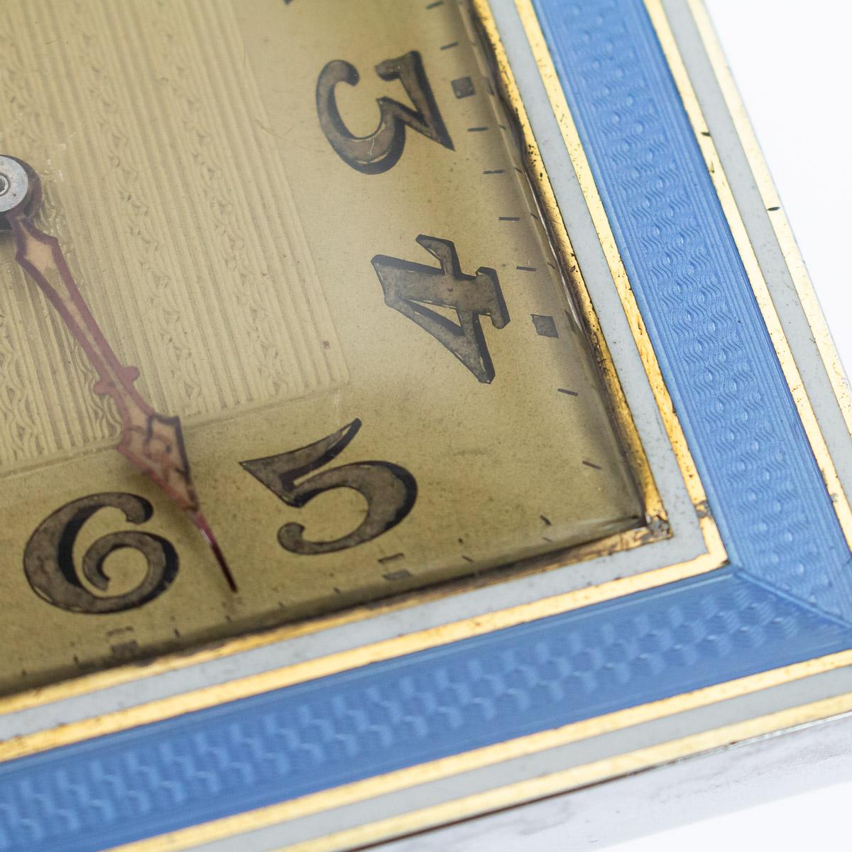 20th Century Cartier Silver Plated and Enamel Desk Clock, circa 1945 ...