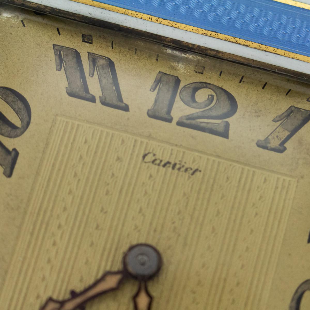 20th Century Cartier Silver Plated and Enamel Desk Clock, circa 1945 2