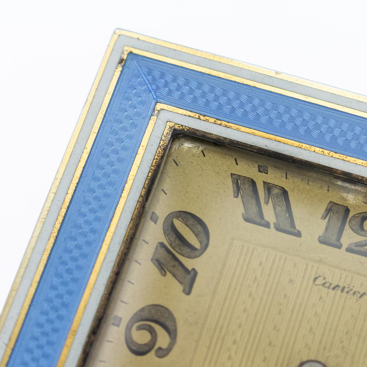 20th Century Cartier Silver Plated and Enamel Desk Clock, circa 1945 3