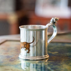 20th Century Cartier Solid Silver & Enamel Tea Glass Holder, c.1920