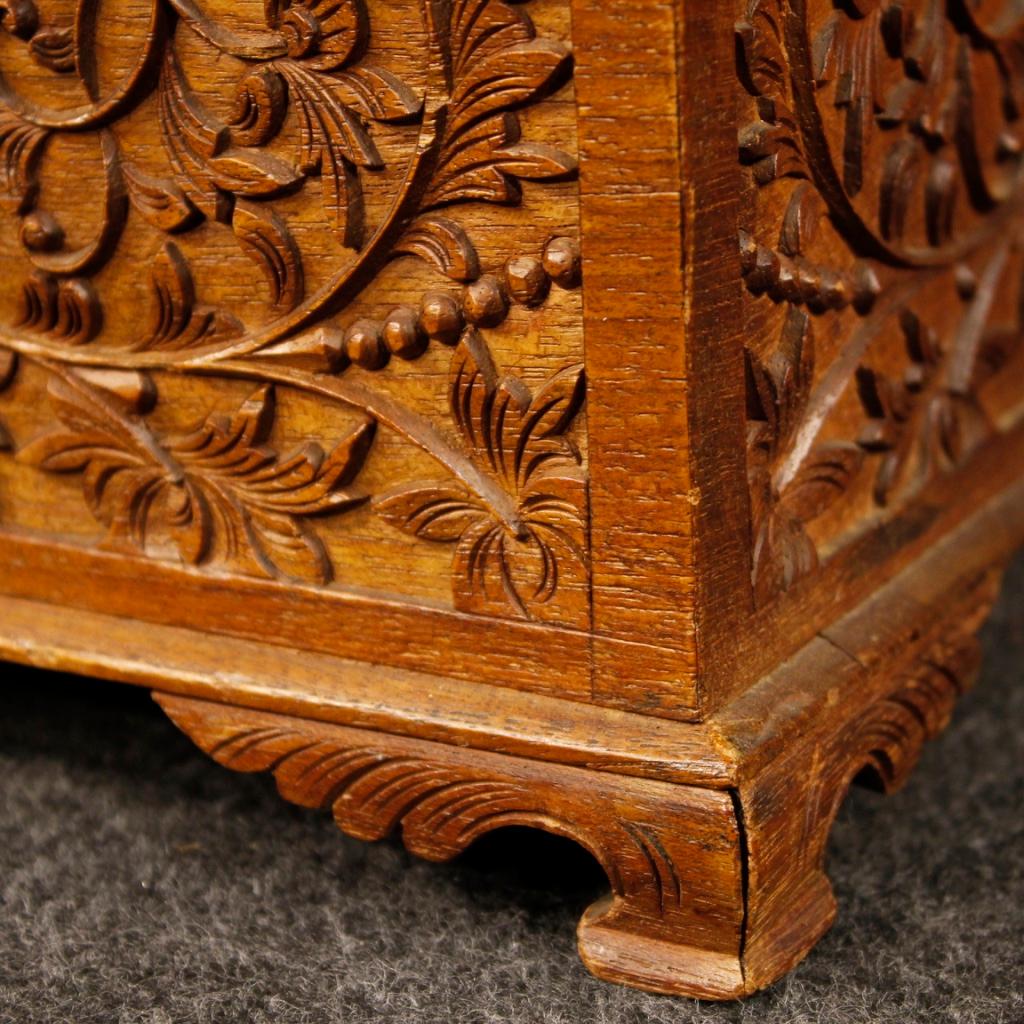 20th Century Carved and Chiselled Oriental Wood Indian Box, 1960 9