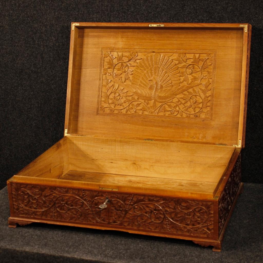 20th Century Carved and Chiselled Oriental Wood Indian Box, 1960 5