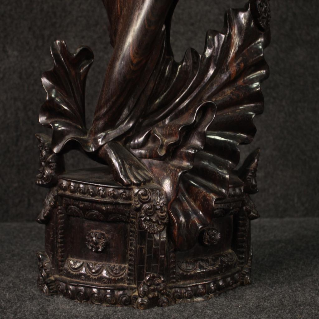 20th Century Carved and Crafted Wood Oriental Dancer Indonesian Sculpture, 1960s For Sale 6