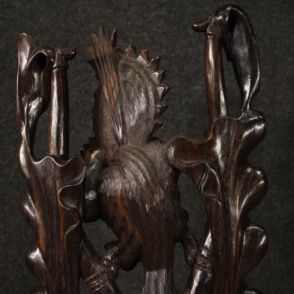 20th Century Carved and Crafted Wood Oriental Dancer Indonesian Sculpture, 1960s In Good Condition For Sale In Vicoforte, Piedmont