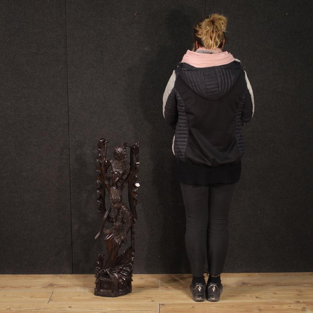 Mid-20th Century 20th Century Carved and Crafted Wood Oriental Dancer Indonesian Sculpture, 1960s For Sale