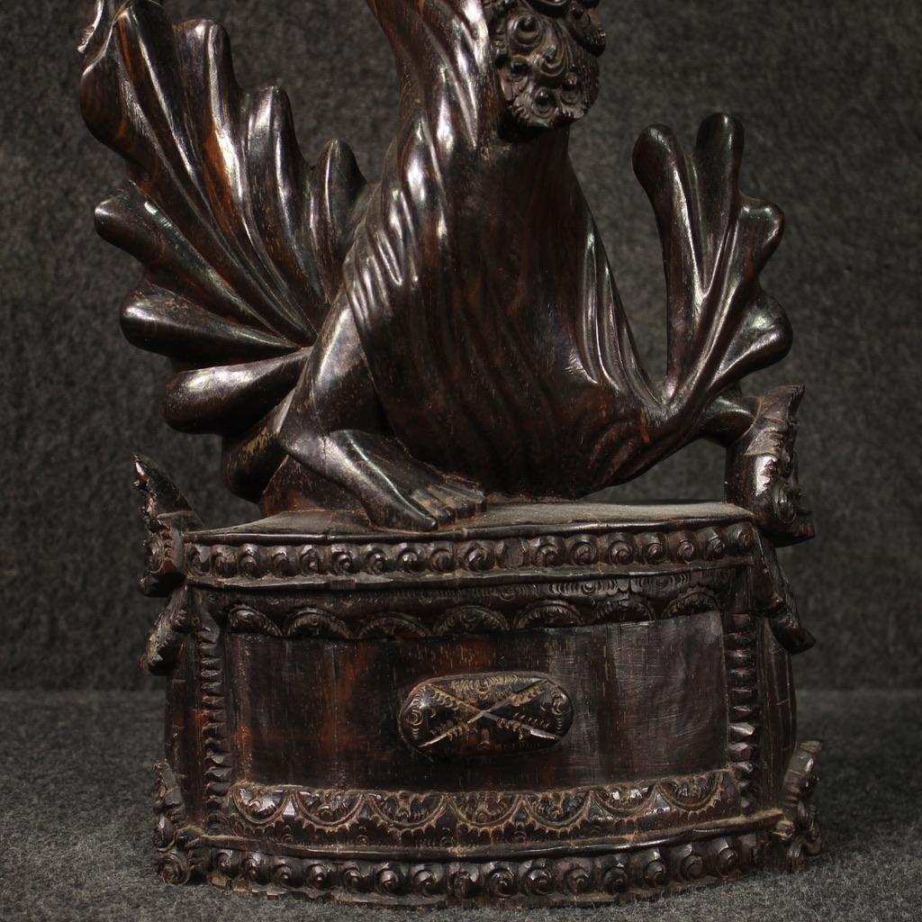 20th Century Carved and Crafted Wood Oriental Dancer Indonesian Sculpture, 1960s For Sale 2