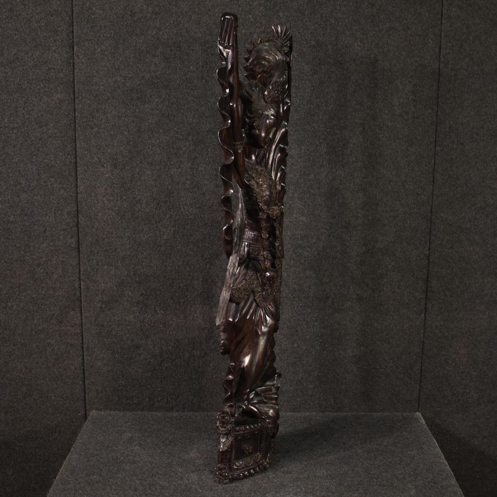 20th Century Carved and Crafted Wood Oriental Dancer Indonesian Sculpture, 1960s For Sale 3