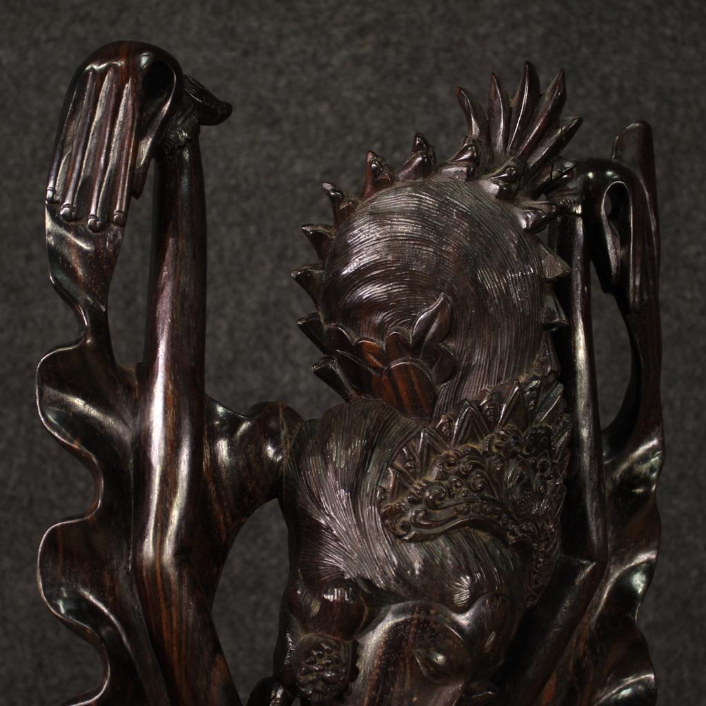20th Century Carved and Crafted Wood Oriental Dancer Indonesian Sculpture, 1960s For Sale 4