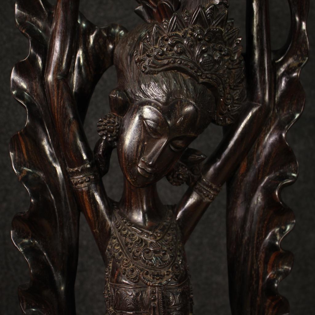 20th Century Carved and Crafted Wood Oriental Dancer Indonesian Sculpture, 1960s For Sale 5