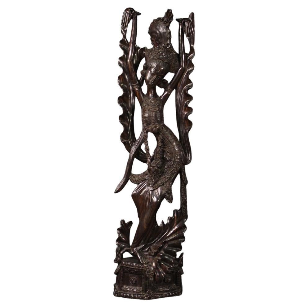 20th Century Carved and Crafted Wood Oriental Dancer Indonesian Sculpture, 1960s