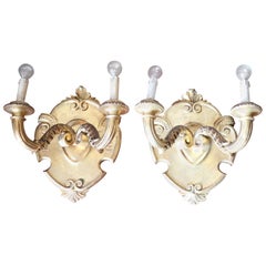 20th Century Carved and Gilded Wood Pair of Wall Lights or Sconces