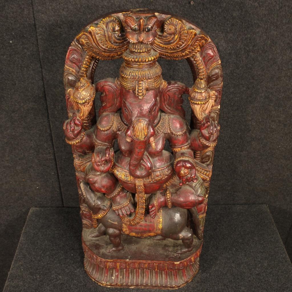 20th Century Carved and Lacquered Wood Indian Divinity Sculpture, 1950 8