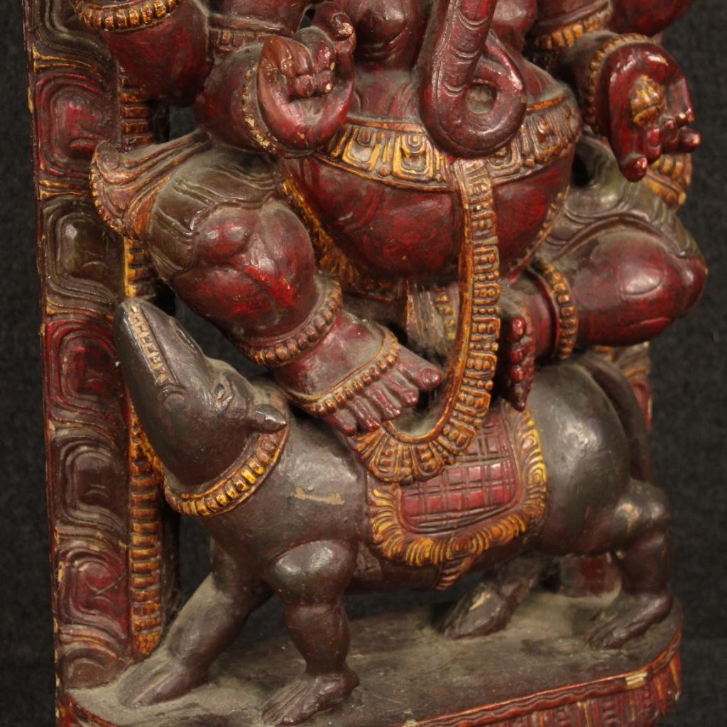 20th Century Carved and Lacquered Wood Indian Divinity Sculpture, 1950 1