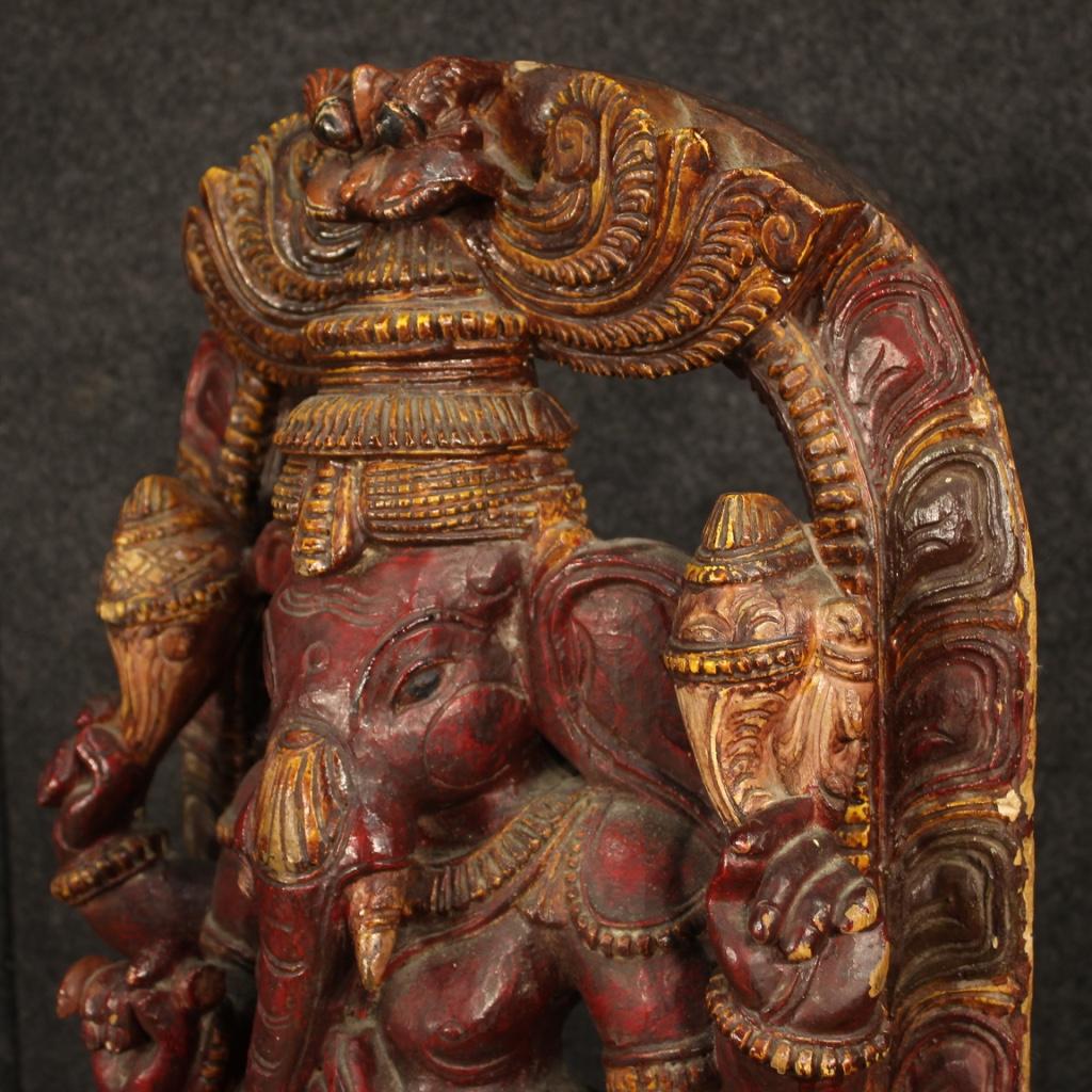 20th Century Carved and Lacquered Wood Indian Divinity Sculpture, 1950 3