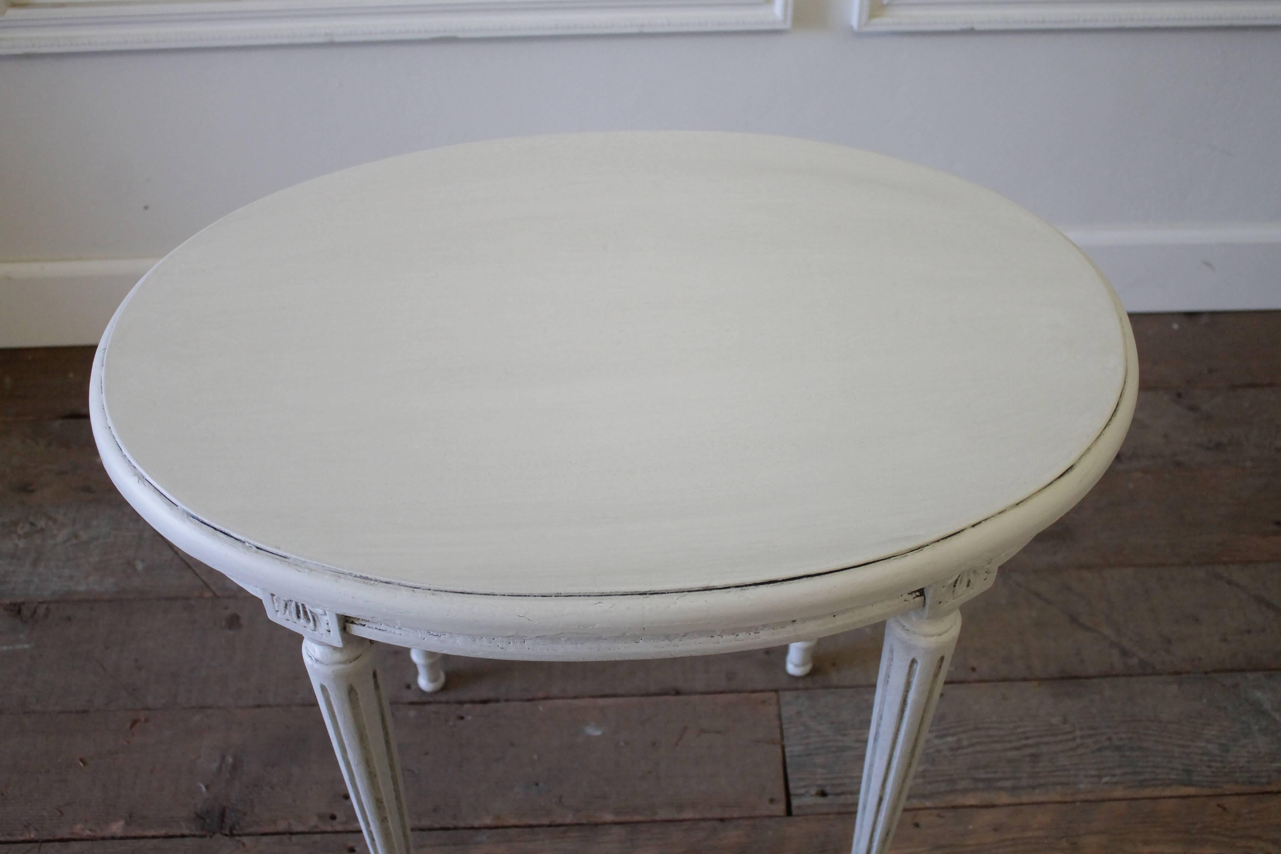 20th Century Carved and Painted Louis XVI Style Oval Side Table 6