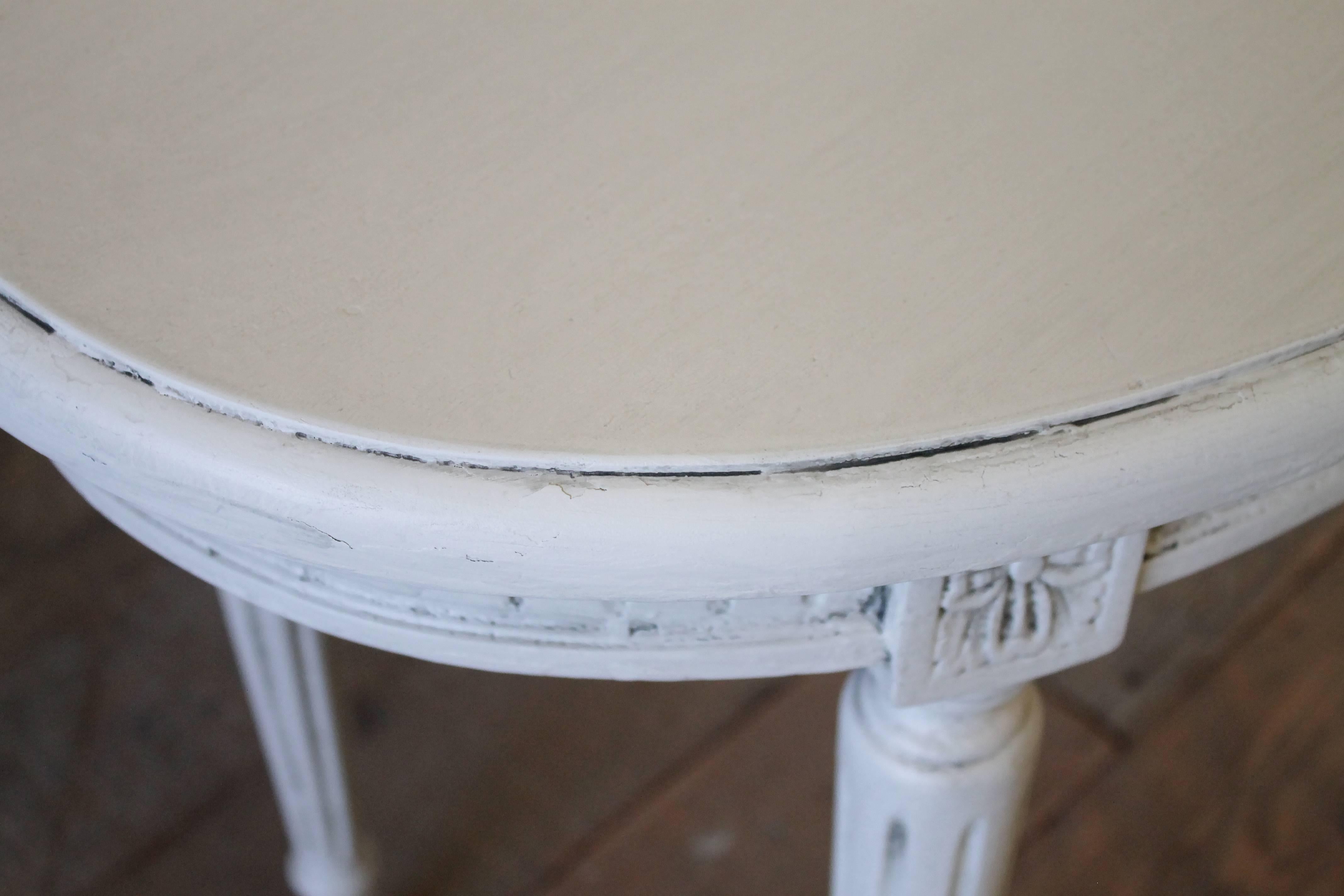 20th Century Carved and Painted Louis XVI Style Oval Side Table 7