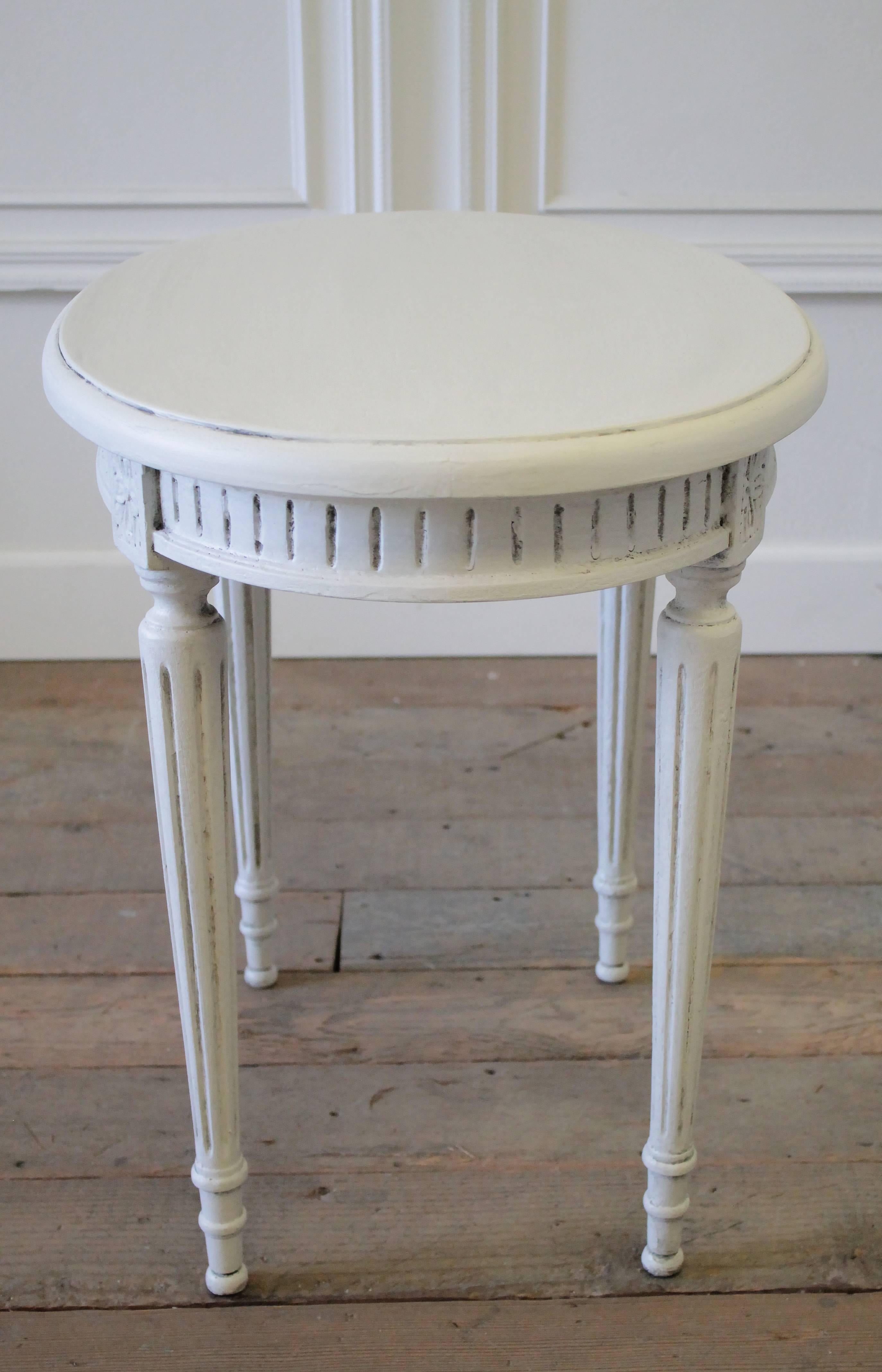 20th Century Carved and Painted Louis XVI Style Oval Side Table 4