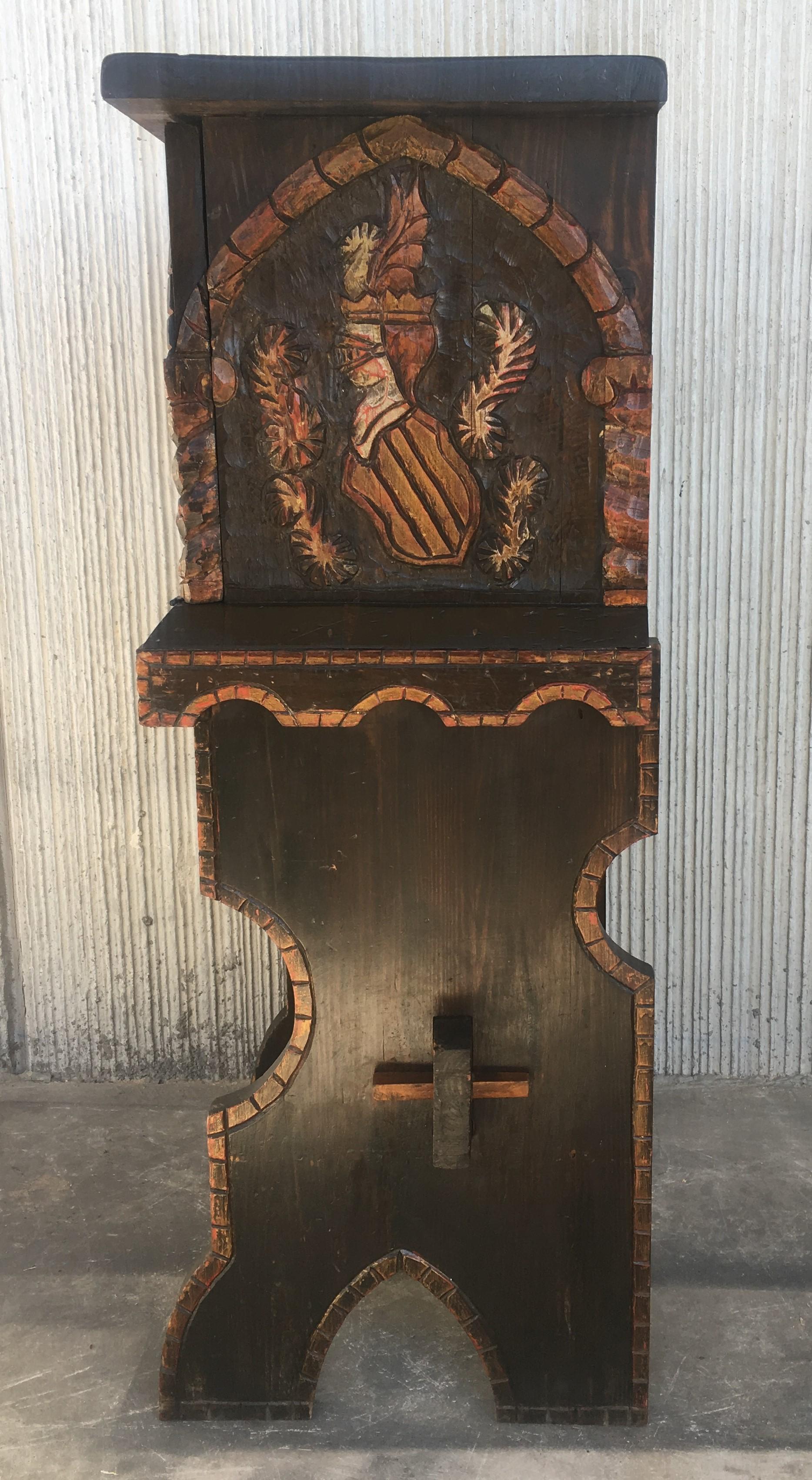 20th Century Carved and Polichromed Cabinet Bar on Stand Varqueno, Buffet, Spain For Sale 3