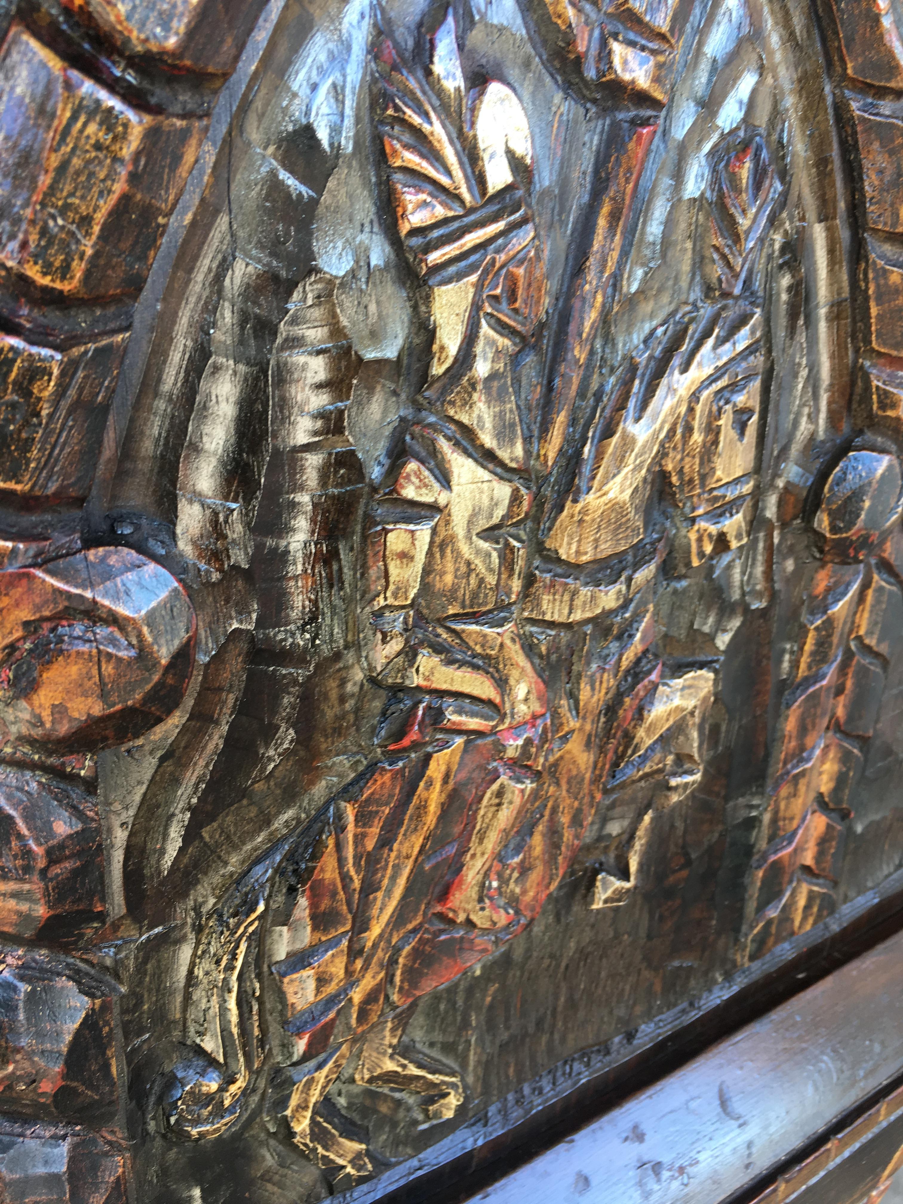 Meuble de rangement du 20ème siècle sculpté et poli sur pied Varqueno, Buffet, Espagne en vente 8