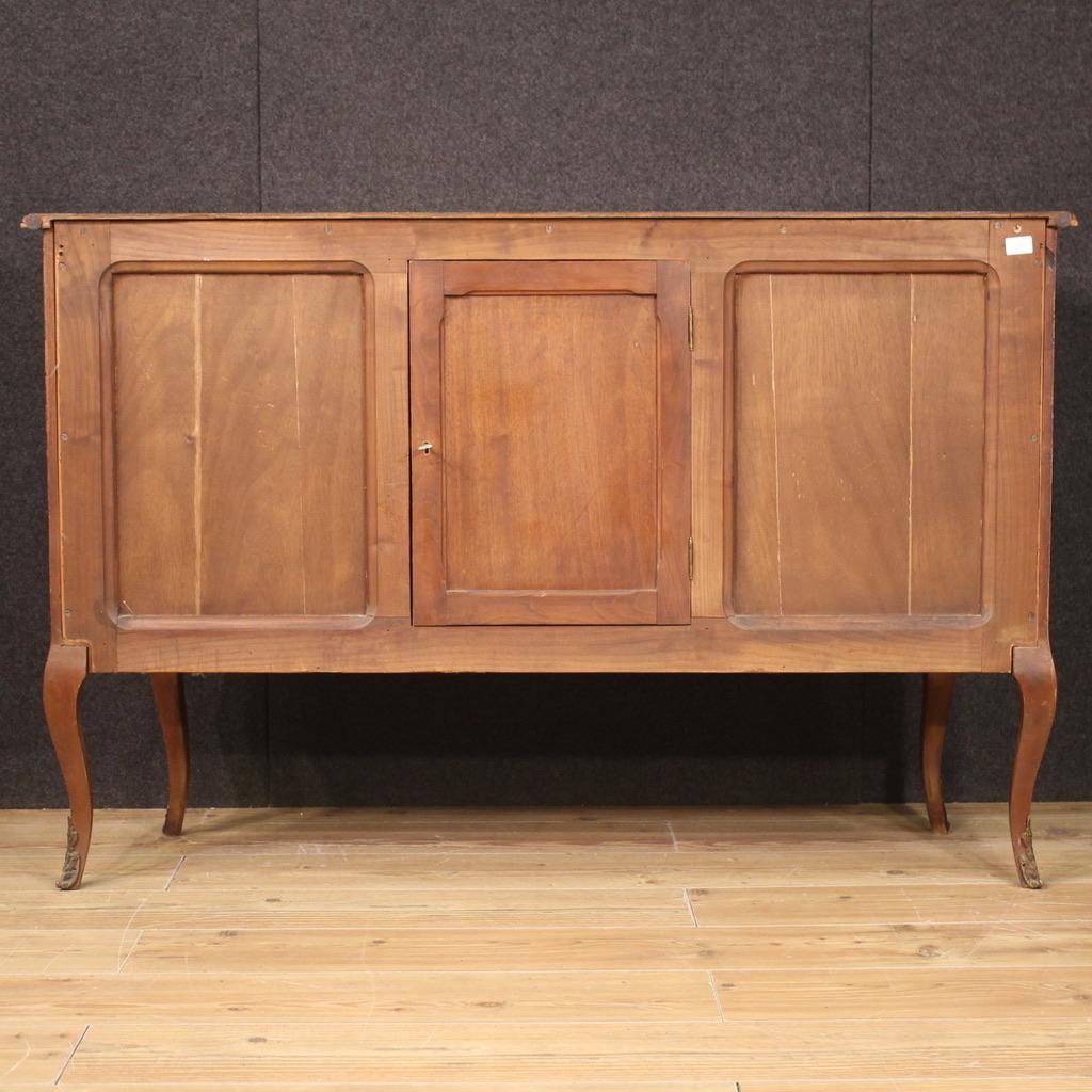 20th Century Carved and Veneered Walnut Antique Italian Sideboard, 1960 For Sale 3