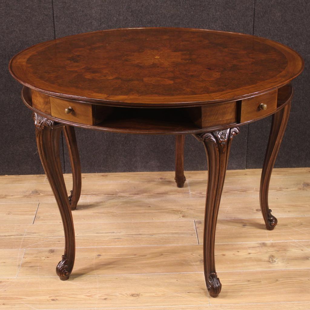 20th Century Carved and Veneered Wood Italian Round Game Table, 1950s For Sale 5