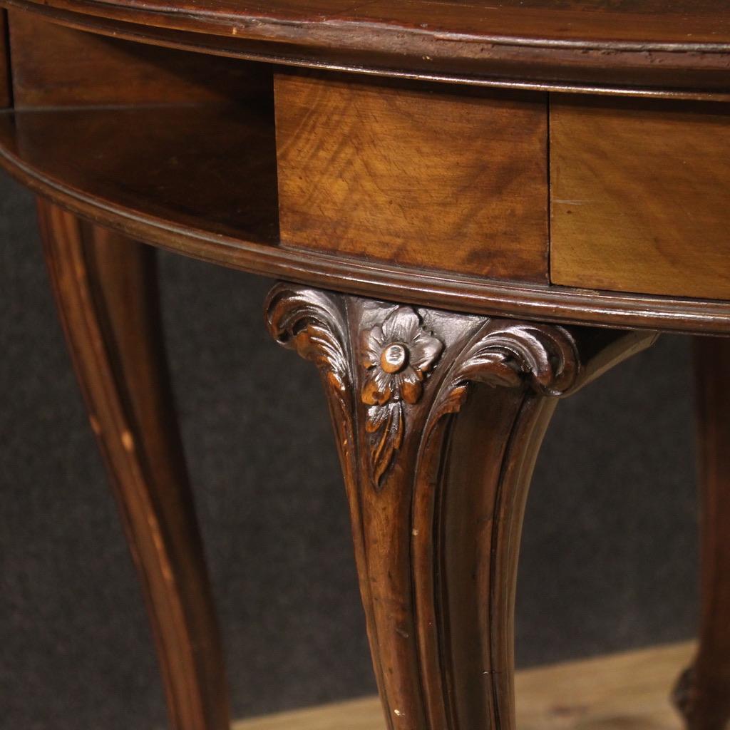 20th Century Carved and Veneered Wood Italian Round Game Table, 1950s For Sale 6