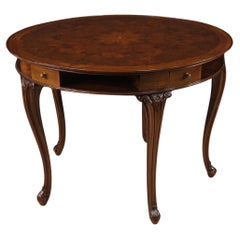 20th Century Carved and Veneered Wood Italian Round Game Table, 1950