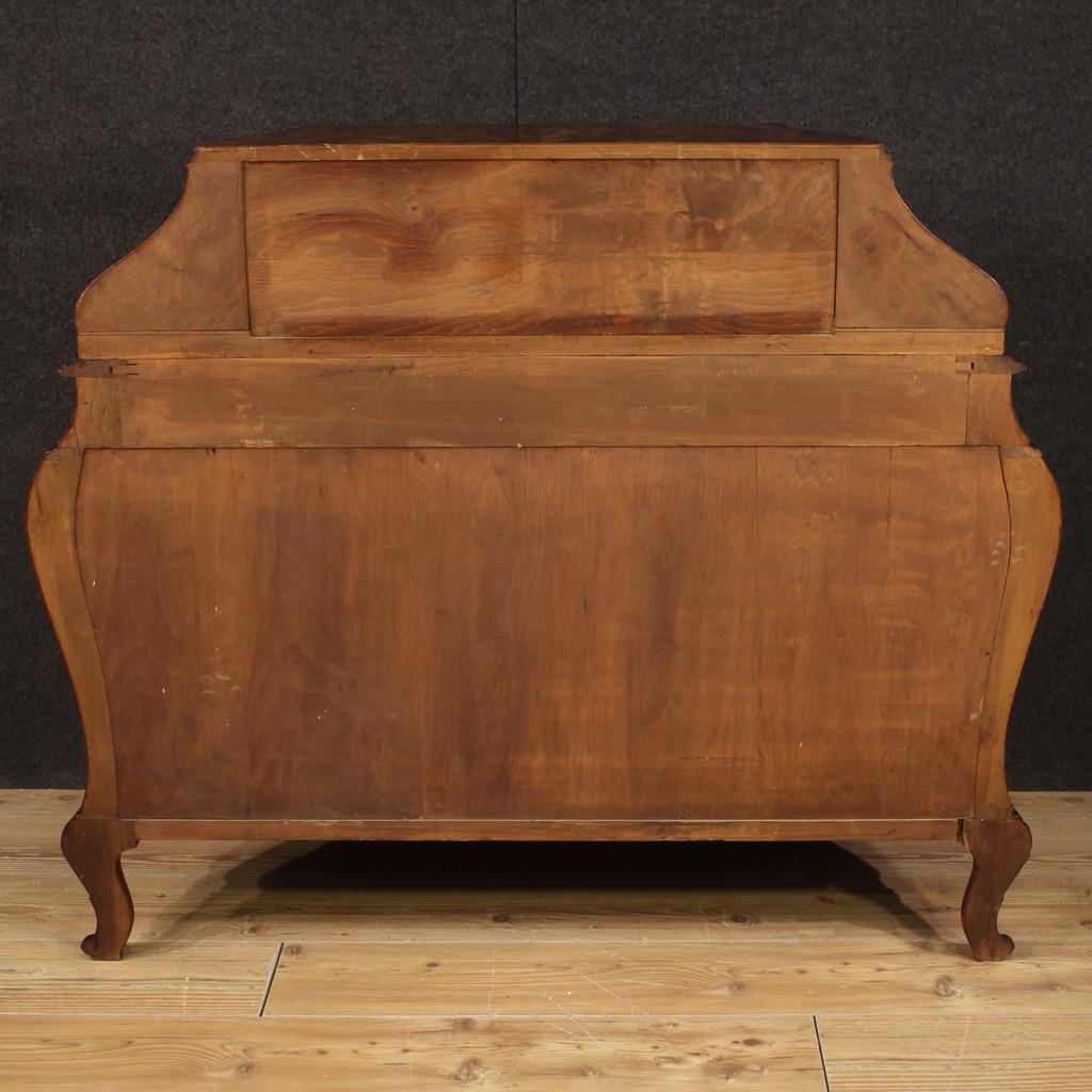 Beech 20th Century Carved And Venered Wood Antique Lombard Bureau, 1960s For Sale