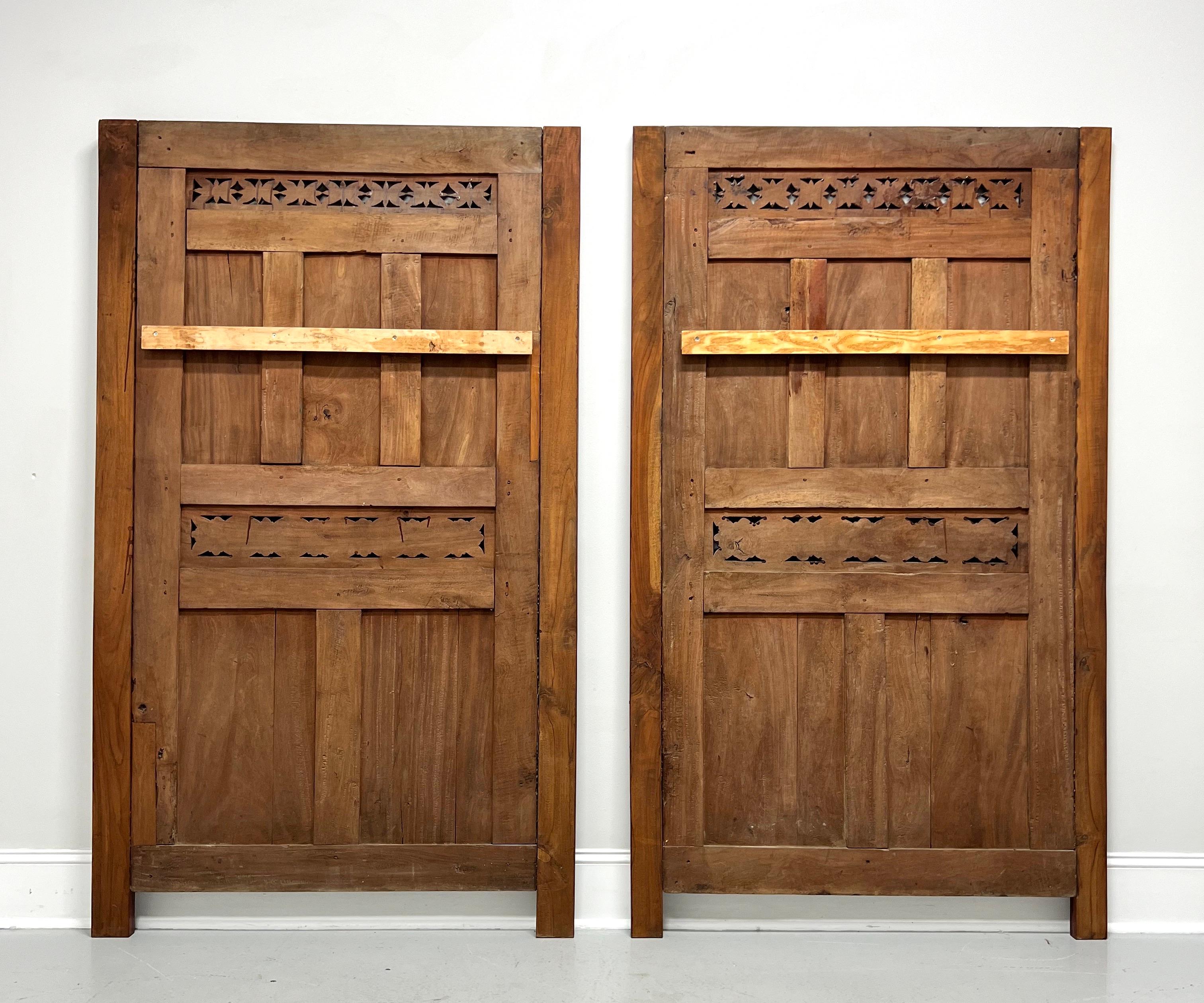 20th Century Carved Balinese Mahogany Doors Converted to Headboards - Pair For Sale 3