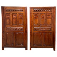 20th Century Carved Balinese Mahogany Doors Converted to Headboards - Pair