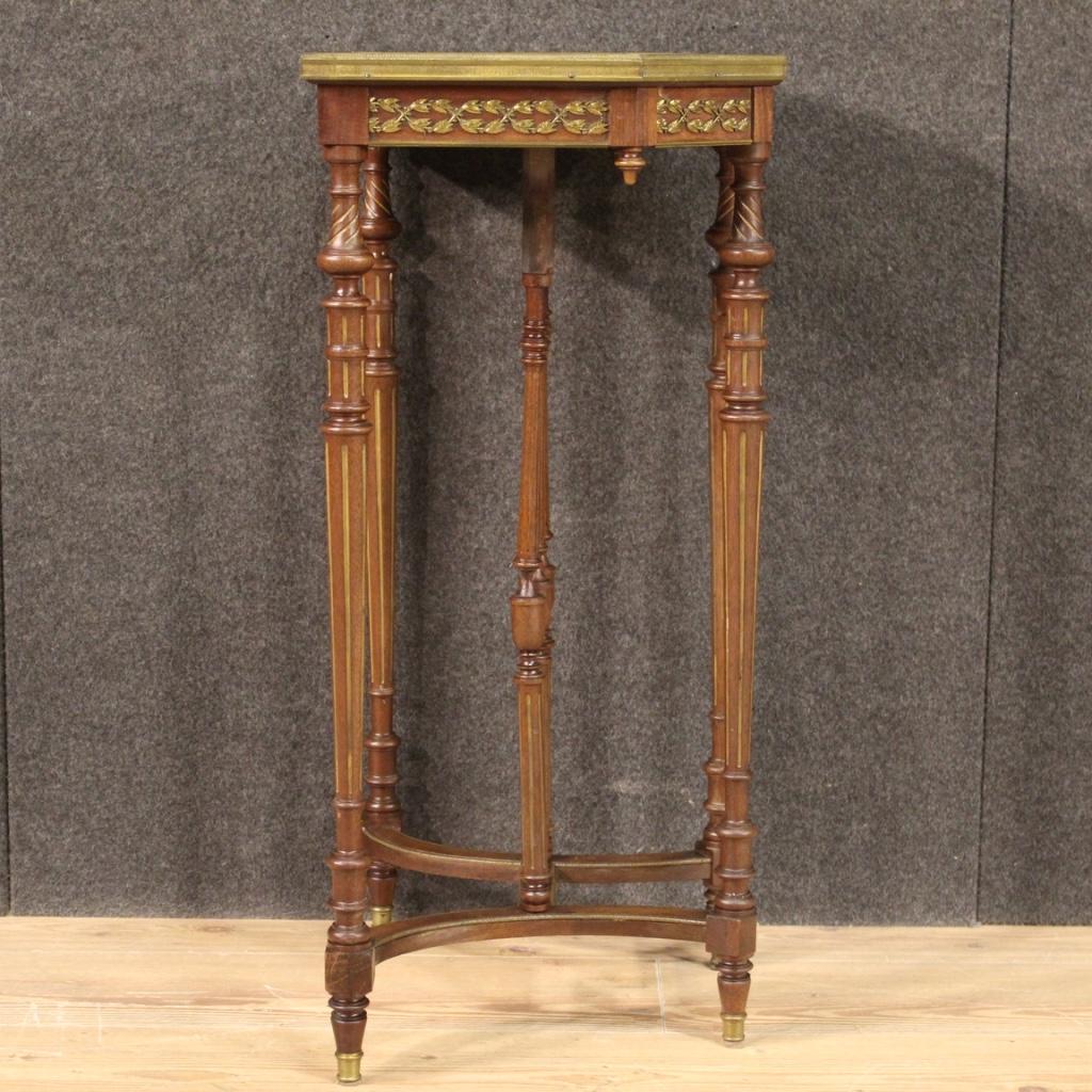 20th Century Carved, Chiseled, Gilded Mahogany and Onyx French Side Table, 1960 6
