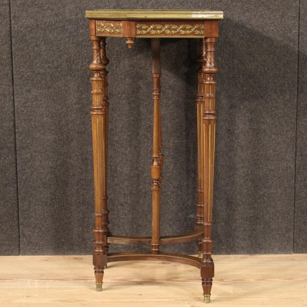20th Century Carved, Chiseled, Gilded Mahogany and Onyx French Side Table, 1960 7