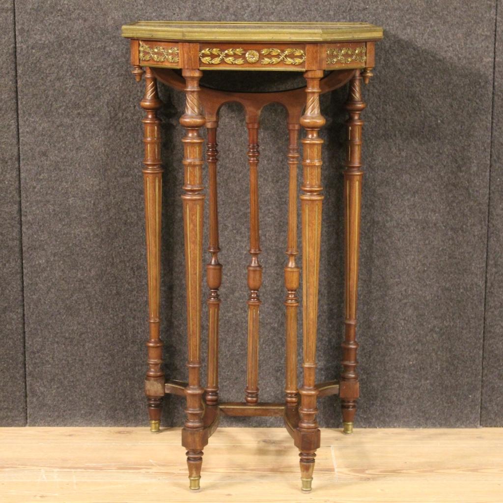 Gilt 20th Century Carved, Chiseled, Gilded Mahogany and Onyx French Side Table, 1960